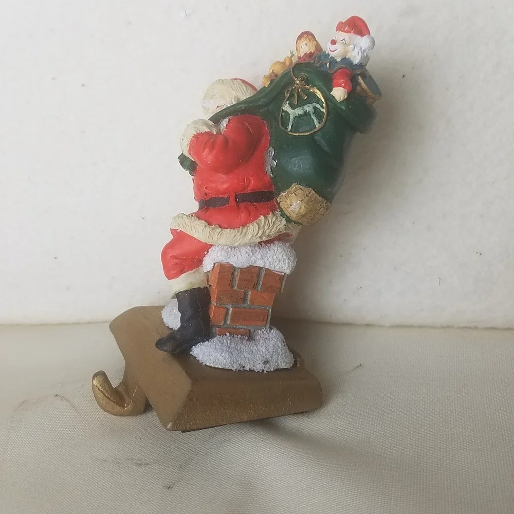 Vntg Santa Claus‎ Christmas Stocking Holder Chimney Gift Bag cast iron Sears